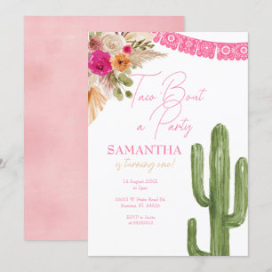 Pink Taco Cactus première invitation anniversaire