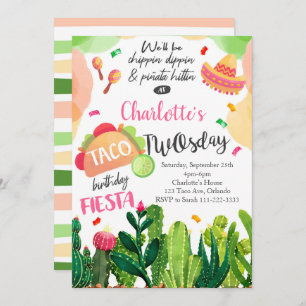 Pink Taco Deux Filles Anniversaire Fête Invitation