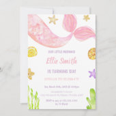 Pink Tail Mermaid Birthday-uitnodigingen Kaart (Voorkant)