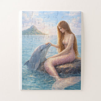 Pink Tail Mermaid & Dolphin Legpuzzel