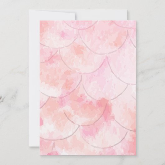 Pink Tail Mermaid Invitations d'anniversaire (Dos)