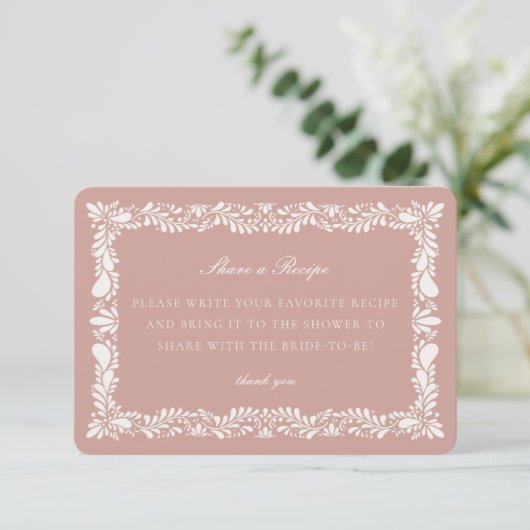 Pink Talavera Tile Share Recette Invitation Insert (Debout devant)