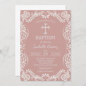 Pink Talavera Tile Spanish Fiesta Baptism Kaart (Voorkant / Achterkant)