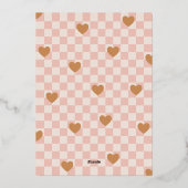 Pink Tan Checkerboard Hearts Carte Saint-Valentin (Verso)