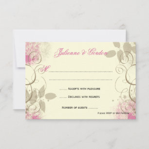 Pink Tan Grunge Swirls laat reactie Kaarten RSVP Kaartje