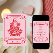 pink tarot Goth save the date wedding Invitation