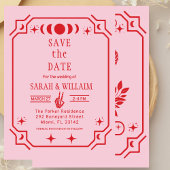 pink  tarot Goth save the date wedding Invitation Kaart
