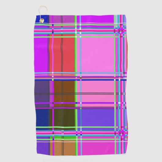 Pink tartan Fabric Pattern Cloth Madras Golfhanddoek (Voorkant)