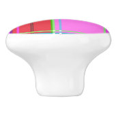 Pink tartan Fabric Pattern Cloth Madras Keramische Knop (Zijkant)