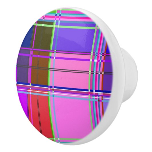 Pink tartan Fabric Pattern Cloth Madras Keramische Knop (Rechts)