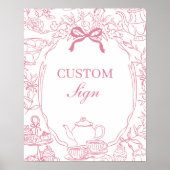 Pink Tea Chinoiserie Bow Custom Sign Poster (Voorkant)