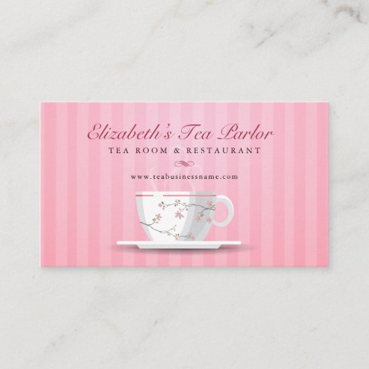 Pink Tea Cup Visitekaartje (Voorkant)