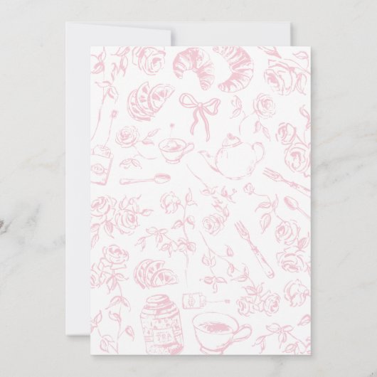 Pink Tea Party Baby shower Kaart (Achterkant)
