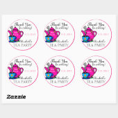 Pink Tea Party Dank u Ronde Sticker (Vel)