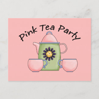 Pink_Tea_Party Uitnodiging Briefkaart
