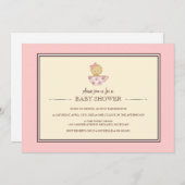 Pink Teacup Baby Shower Invitations (Devant / Derrière)