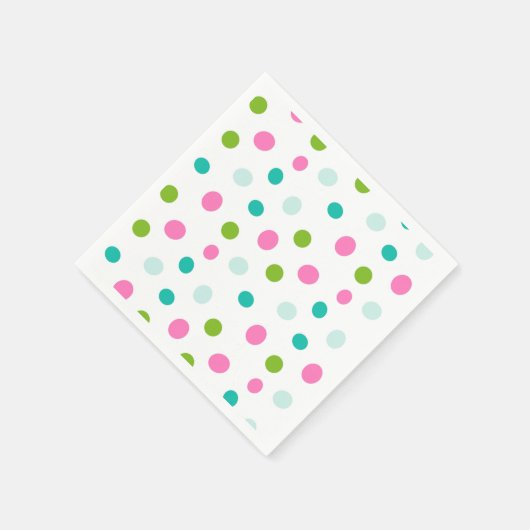 Pink Teal Polkadots Simple Modern Christmas Servet (Hoek)