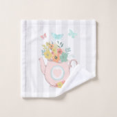 Pink Teapot with Flowers & Butterflies (Gant de toilette)