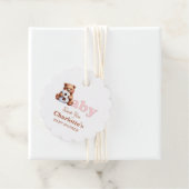 Pink Teddy Bear Baby shower Bedankjes Labels (In situ)