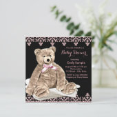 Pink Teddy Bear Baby shower Kaart (Staand voorkant)