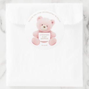 Pink Teddy Bear Bedankt Ronde Sticker