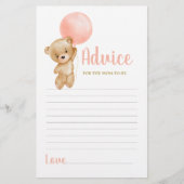 Pink Teddy Bear Conseils pour maman d'être carte (Devant)
