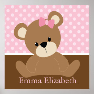 Pink Teddy Bear Poster