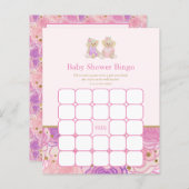 Pink Teddy Bear Tea Party Baby shower Bingo Game (Voorkant / Achterkant)