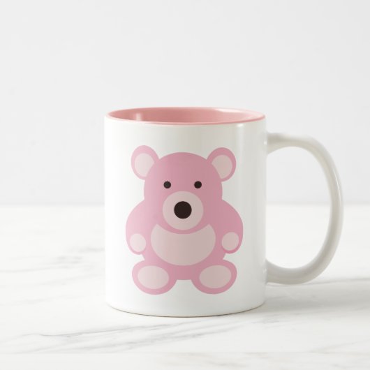 Pink Teddy Bear Tweekleurige Koffiemok (Rechts)