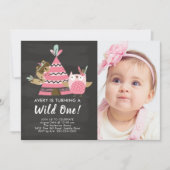 Pink Teepee Wild Un Anniversaire Invitation (Devant)