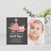 Pink Teepee Wild Un Anniversaire Invitation (Debout devant)