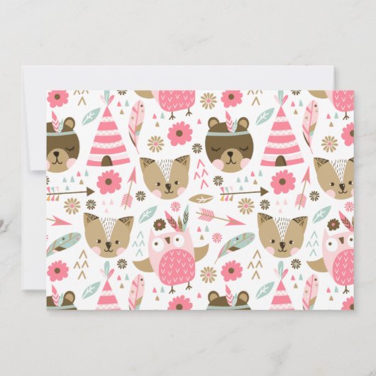 Pink Teepee Wild Un Anniversaire Invitation (Dos)