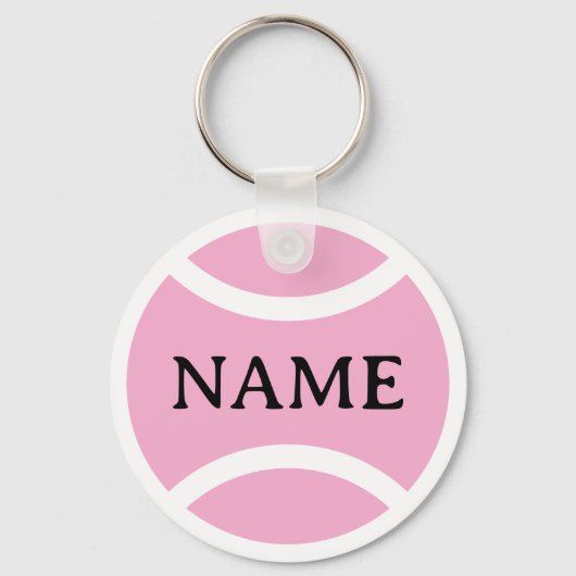 Pink tennis ball keychain with custom name (Voorkant)