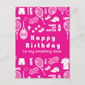 Pink 💗 Tennis 🎾 Bonne Carte Postale Anniversaire (Devant)