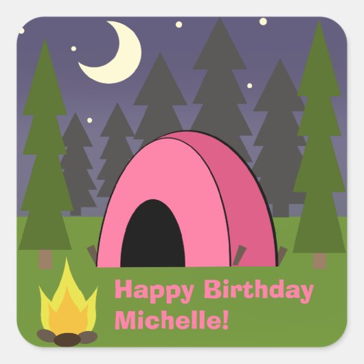 Pink Tent Anniversaire Sticker de la fête de campi (Devant)