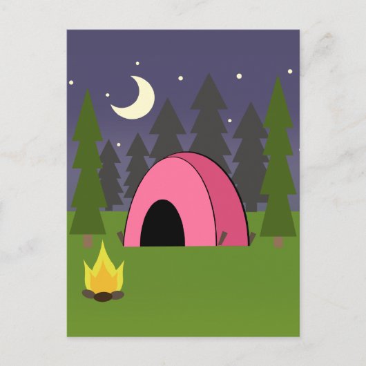 Pink Tent Camping Anniversaire Carte postale Invit (Devant)