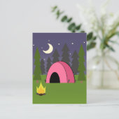 Pink Tent Camping Anniversaire Carte postale Invit (Debout devant)