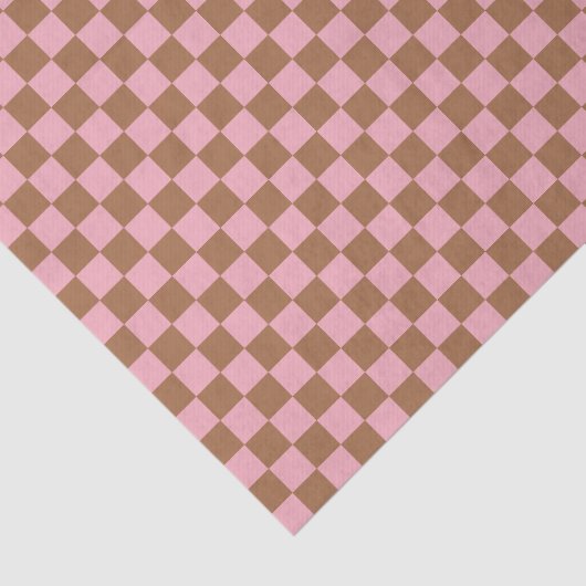Pink Terracotta Checkerboard Checkered Girly Retro Tissuepapier (Detail)