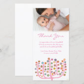 Pink Thank You Note Bébé Carte photo Modèle (Devant / Derrière)
