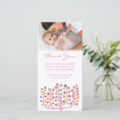 Pink Thank You Note Bébé Carte photo Modèle (Debout devant)