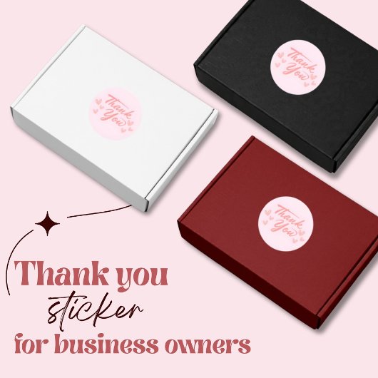 Pink Thank you  Ronde Sticker