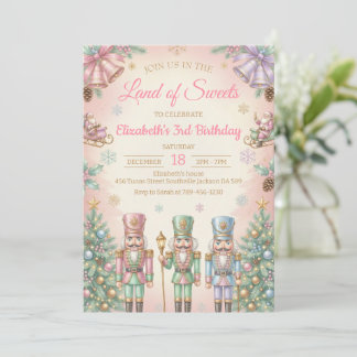 Pink The Nutcracker Birthday Invitation Kaart