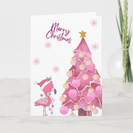 Pink Themed Flamingo Christmas card Kaart