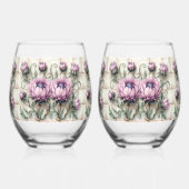 Pink Thistle Flowers Tile Wijnglas Zonder Voet (Rechts)