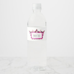 Pink Tiara personaliseren Waterfles Etiket