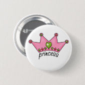 Pink Tiara Princess Ronde Button 5,7 Cm (Voorkant /achterkant)