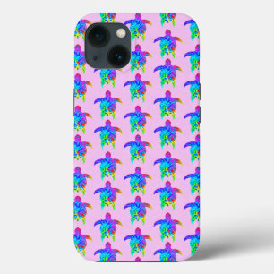 Pink Tie Dye Island Tribal Turtles iPhone 13 Hoesje