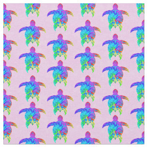 Pink Tie Dye Island Tribal Turtles Stof