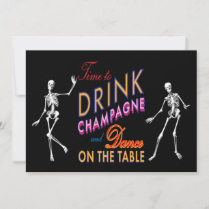 Pink Time to Dragne Champagne Halloween Invitation