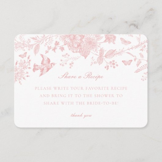 Pink Toile Jouy Partager une invitation de recette (Devant)
